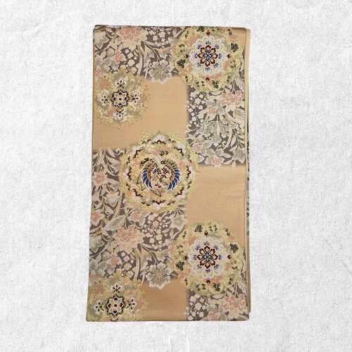 花唐草鳳凰文様 金地袋帯