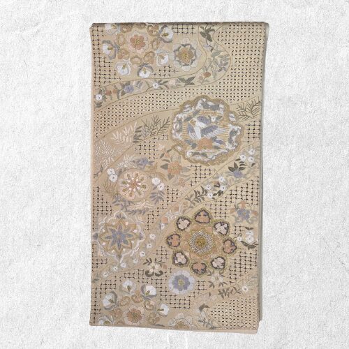 金地 更紗花文様 袋帯