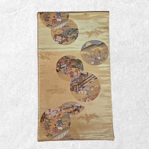 金地 源氏物語 丸文様 袋帯